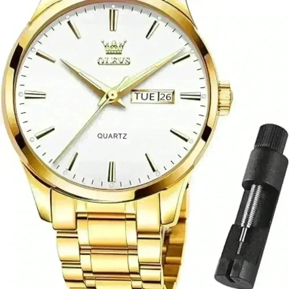Olevs Mens Gold Watches Waterproof Stainless Steel